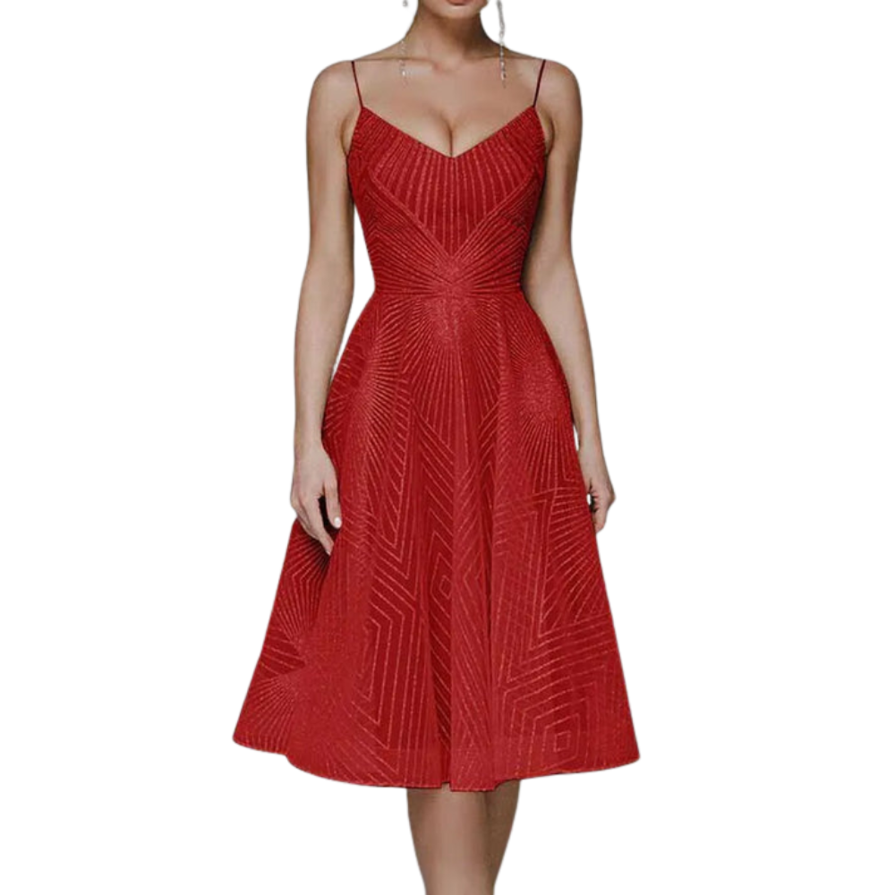 Lina – Mouwloze Jurk met V-hals en Spaghettibandjes Velani