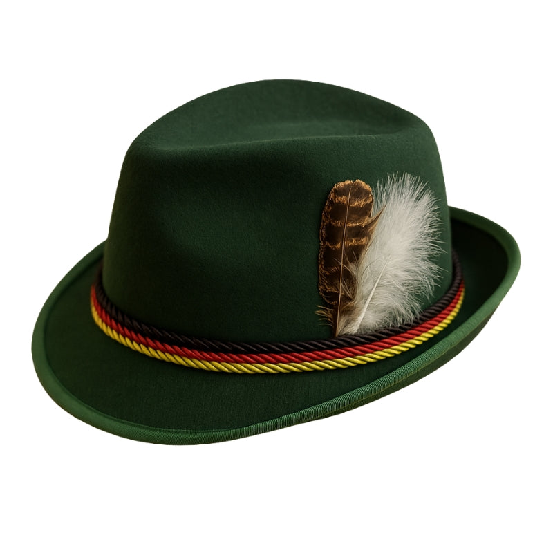 Elias – Oktoberfest Hoed met Klassieke Veer Versiering Velani