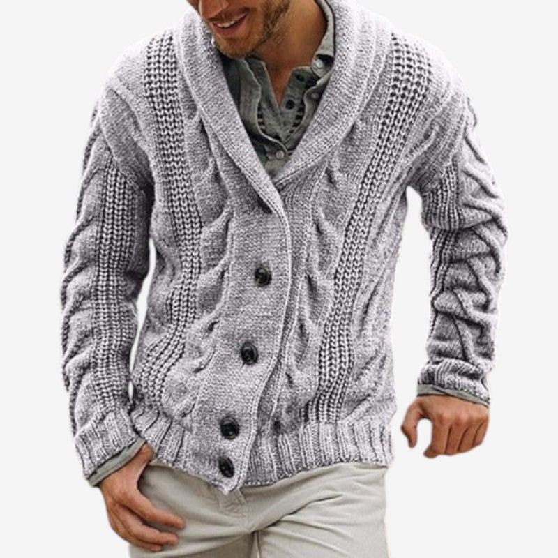 Nick – Cable-knit Slim Fit Cardigan with Buttons | Long Sleeves