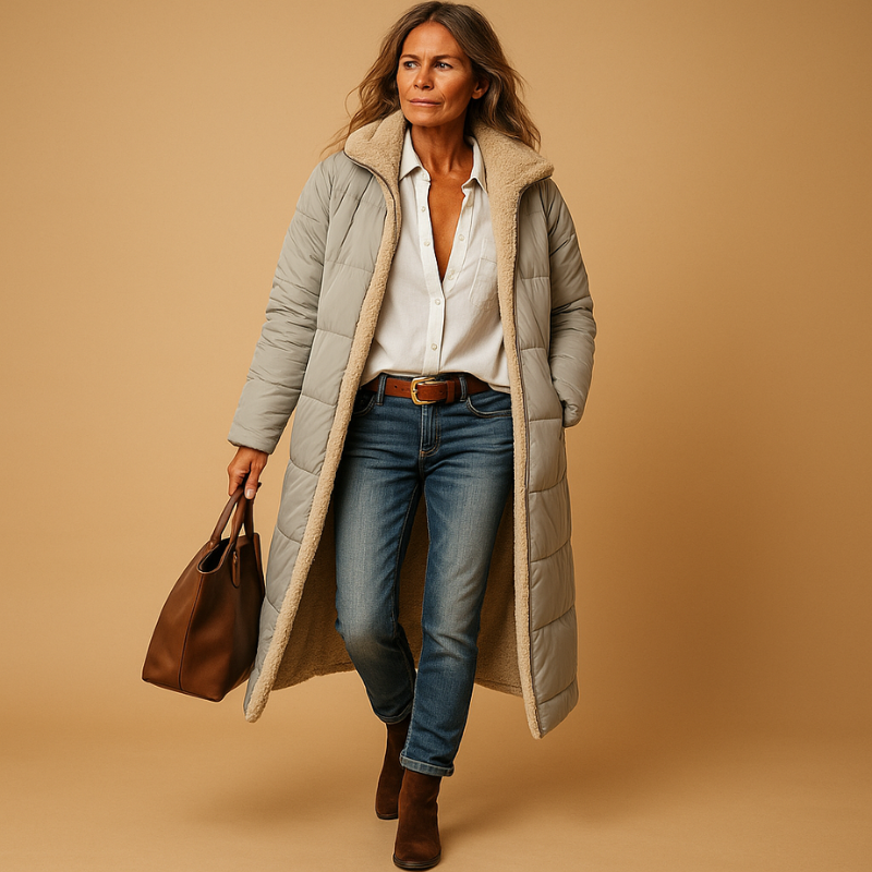 Women Modern Cut Coat with Notched Collar