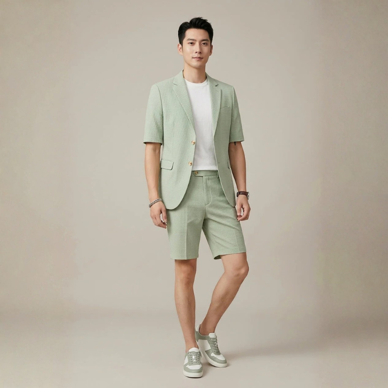 Men's Short Sleeve Blazer and Trouser Set