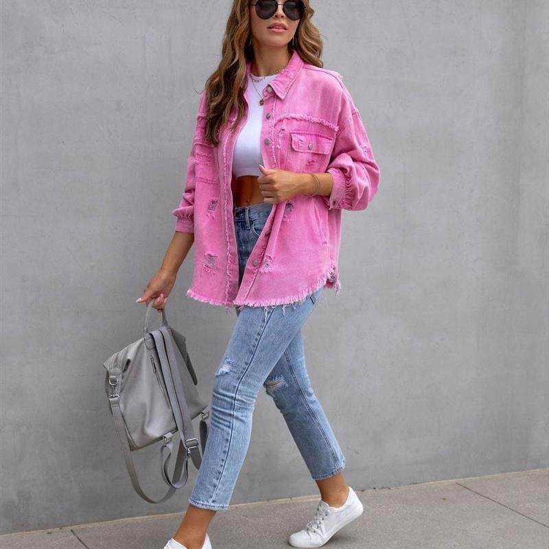 Paige – Long Sleeve Jacket With Button Closure and Down Collar