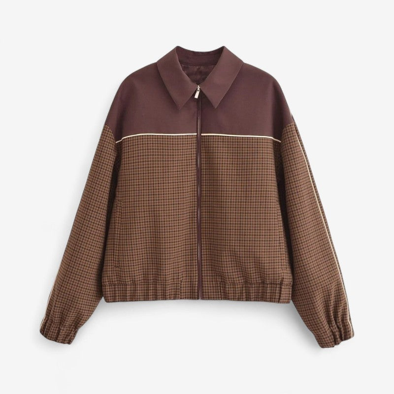 Amelia – Long sleeve jacket with turn down collar and zipper closure