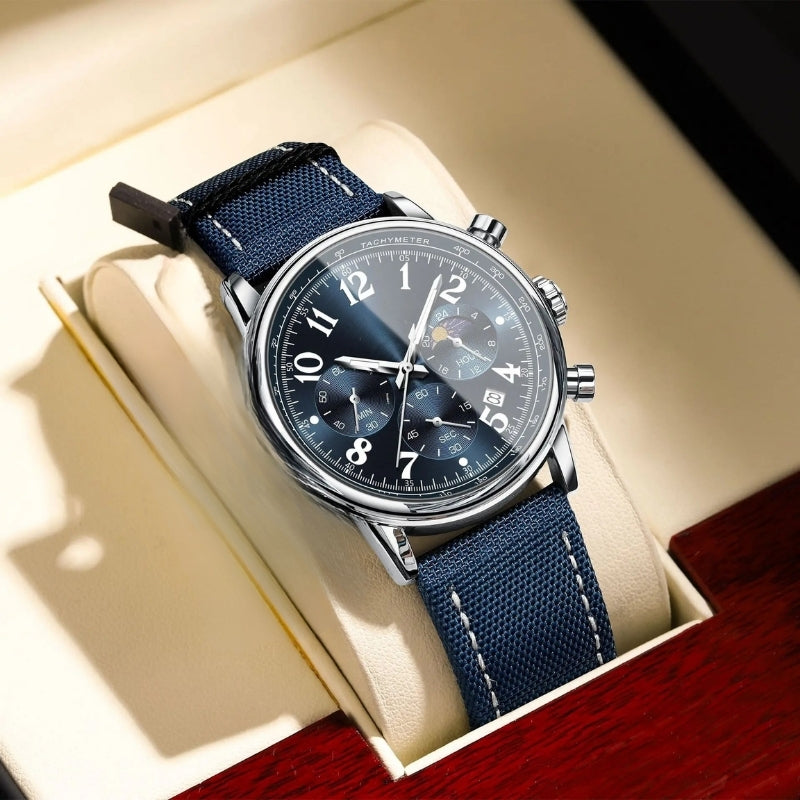 James – Round Watch with Adjustable Strap and Numeric Display