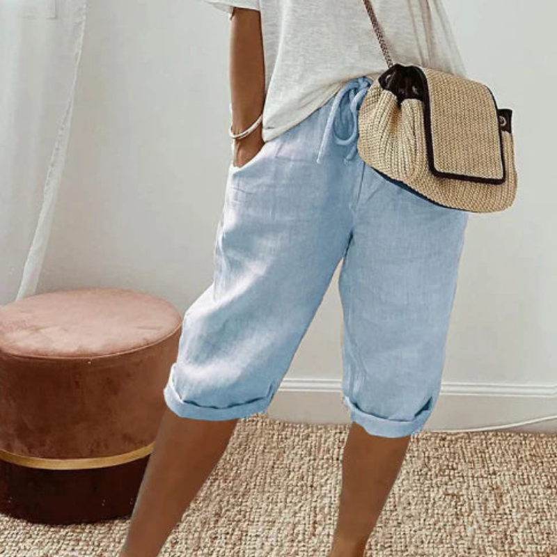 Womens Capri Pants with Adjustable Drawstring Waist