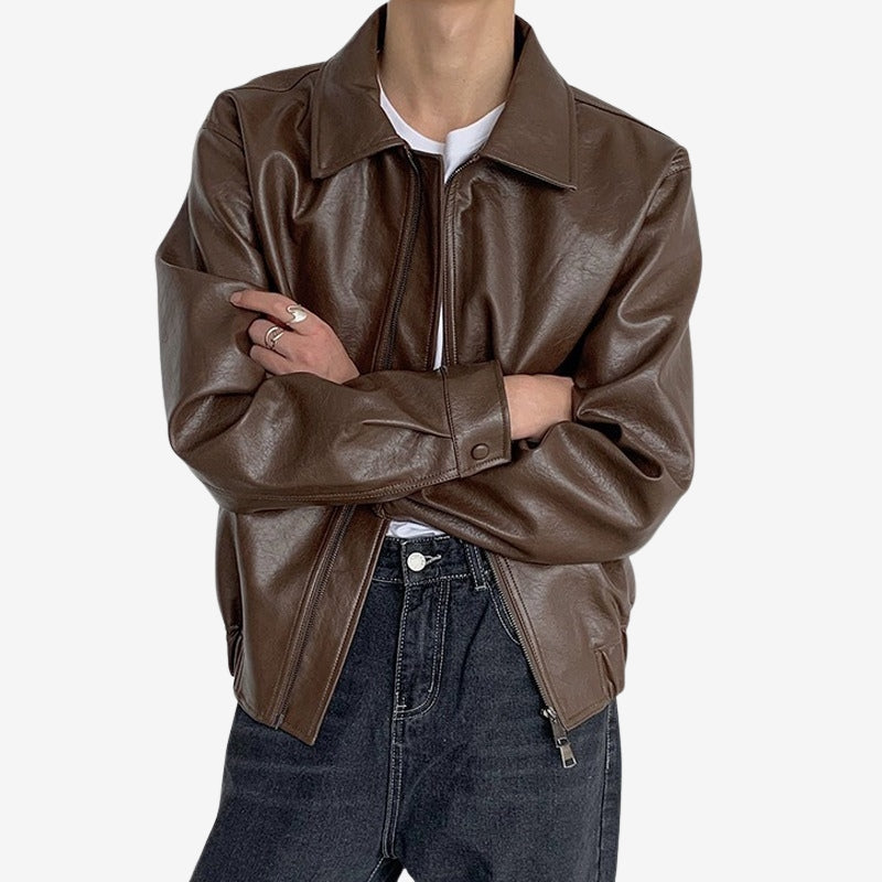 David – Long Sleeve Jacket with Zipper Closure and Down Collar