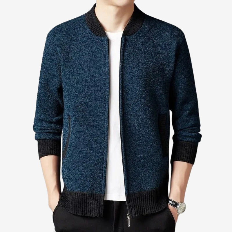 Liam – Long Sleeve Jacket With Ribbed Hem And Zipper Closure