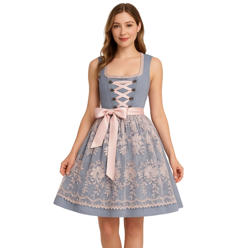 Emilia – Mouwloze Oktoberfest Dirndl Jurk met Schort Velani