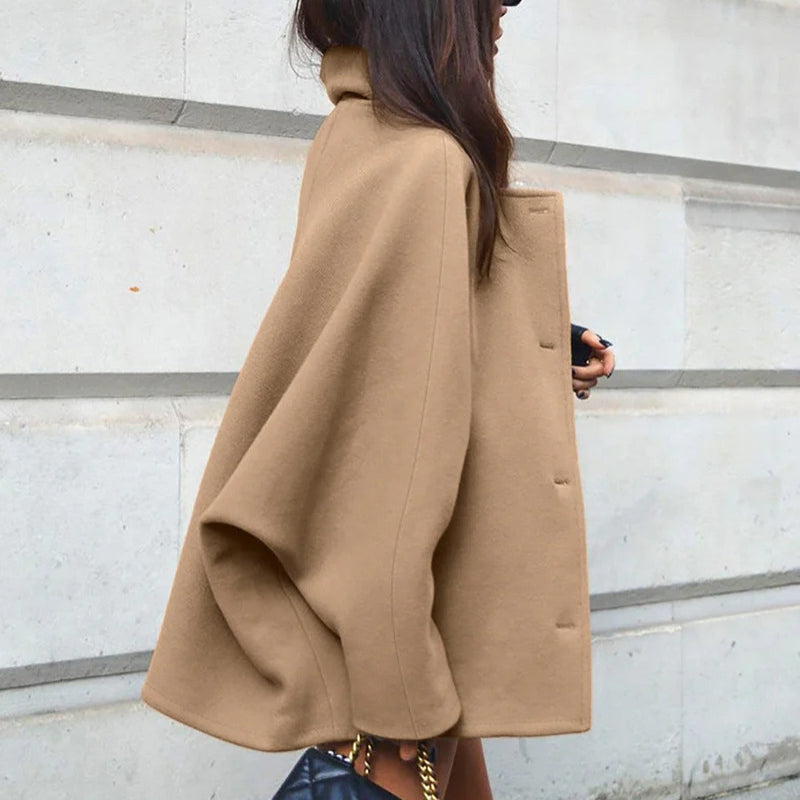 Nola – Loose Fit Long Sleeve Coat With Buttons And Pockets