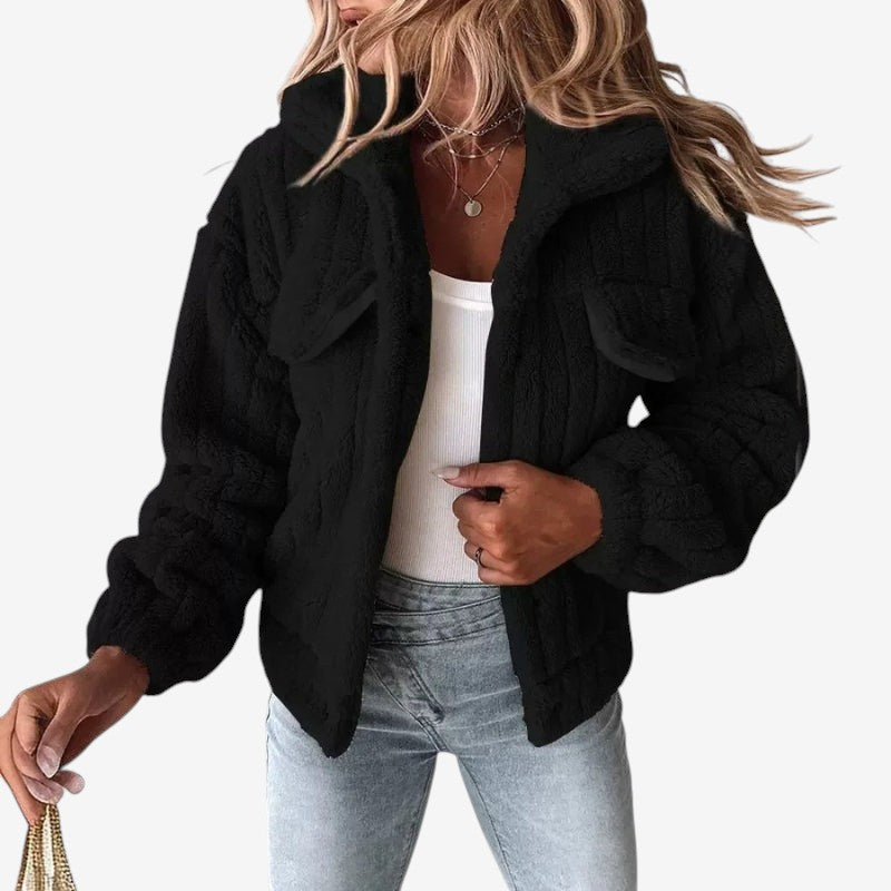 Sophia – Long Sleeve Jacket with Turn Down Collar and Button Closure