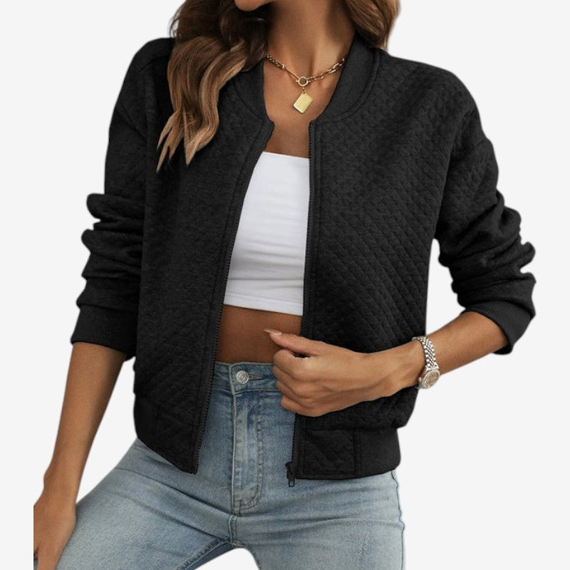 Alina – Long Sleeve Jacket with Round Neck and Zipper Closure Design