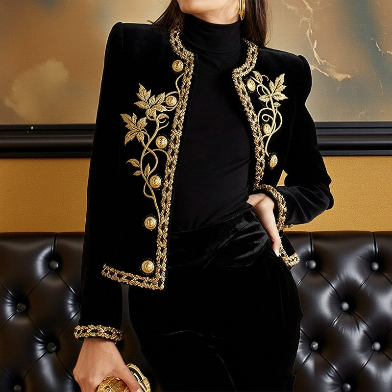 Mia – Round Neck Jacket With Button Closure Design