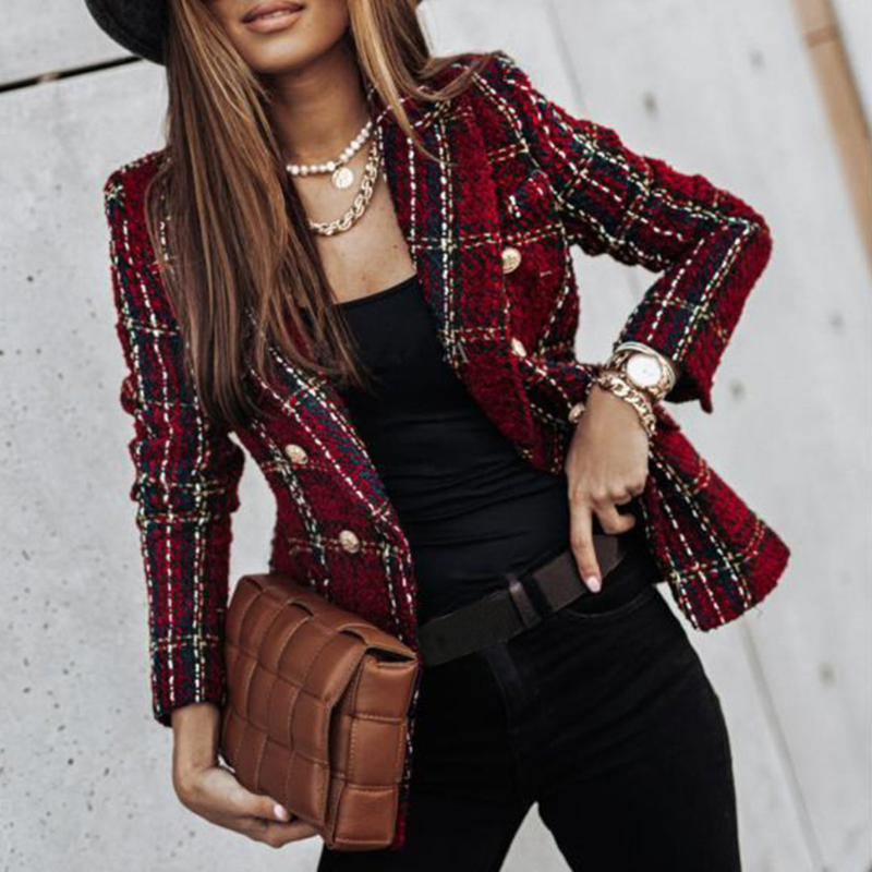 Women Tailored Blazer with Button Closure