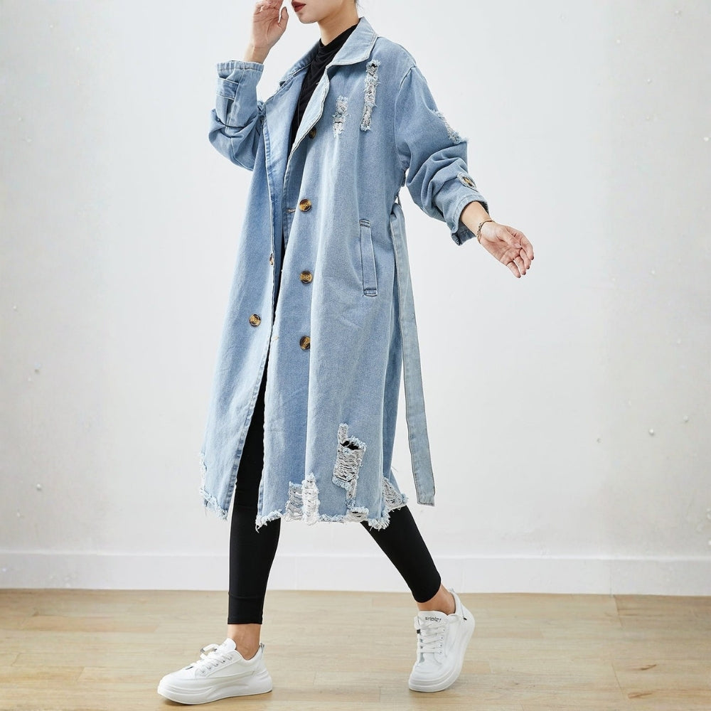 Harper – Long Sleeve Lapel Collar Jacket with Adjustable Belt