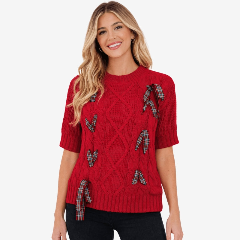 Riley – Round Neck Sweater With Ribbon Detail