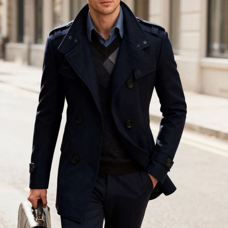 Felix – Long Sleeve Coat with Button Closure and Pocket