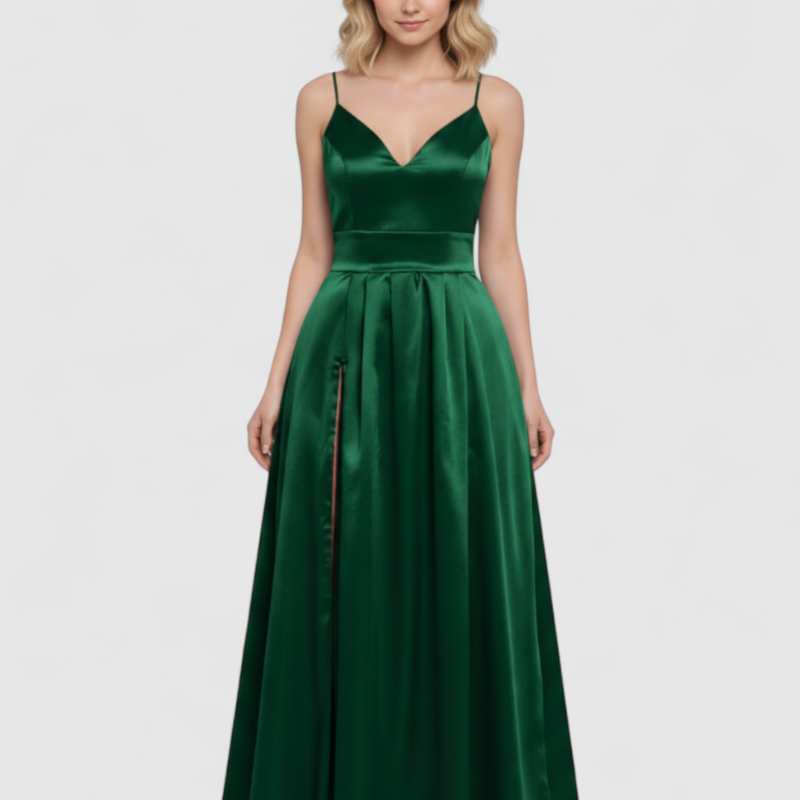 Julie – Lange Mouwloze Maxi Jurk met V-Hals en Hoge Tailleceintuur voor Dames Velani