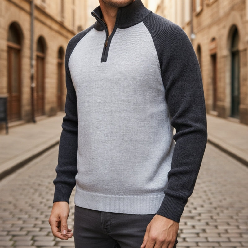 Victor – Long Sleeve Sweater with Stand Collar Design