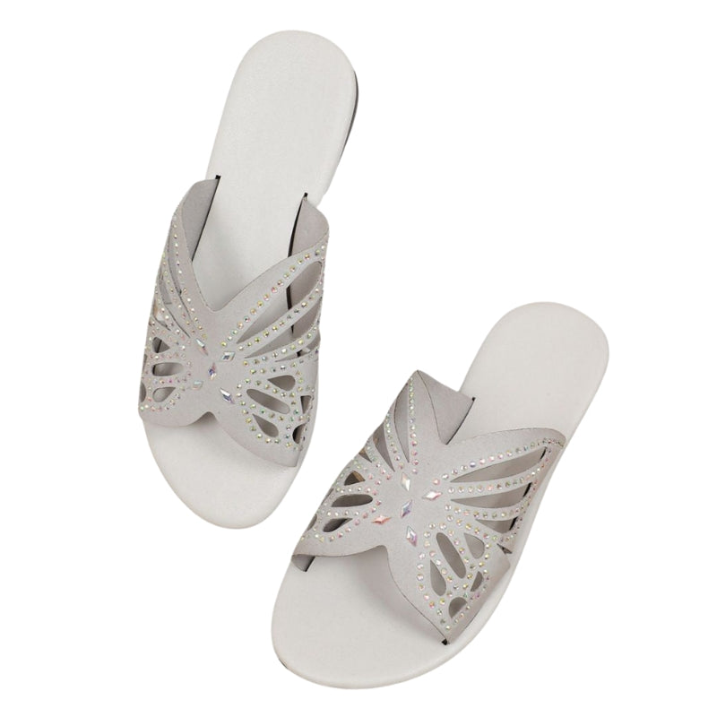 Marzia – Slippers met platte zool en vlinderdesign Velani