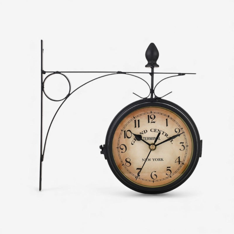 TimeView – Dubbelzijdige Wandklok met Gebogen Stand Velani