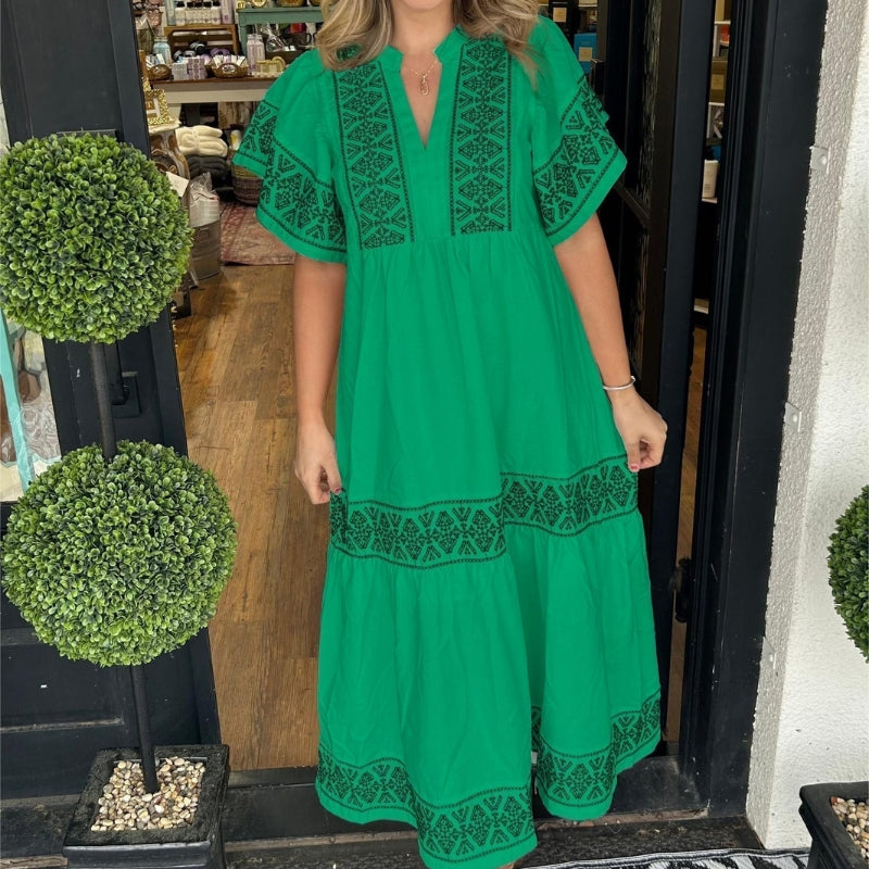 Women’s Midi Dress V Neck Loose Fit