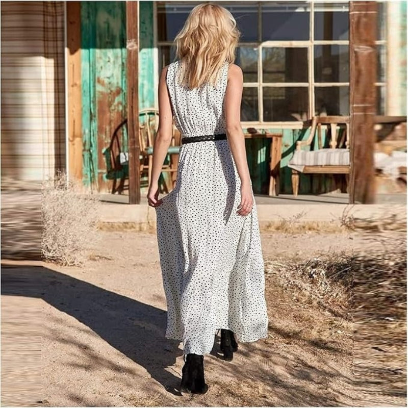 Women’s Maxi Dress Sleeveless V Neck