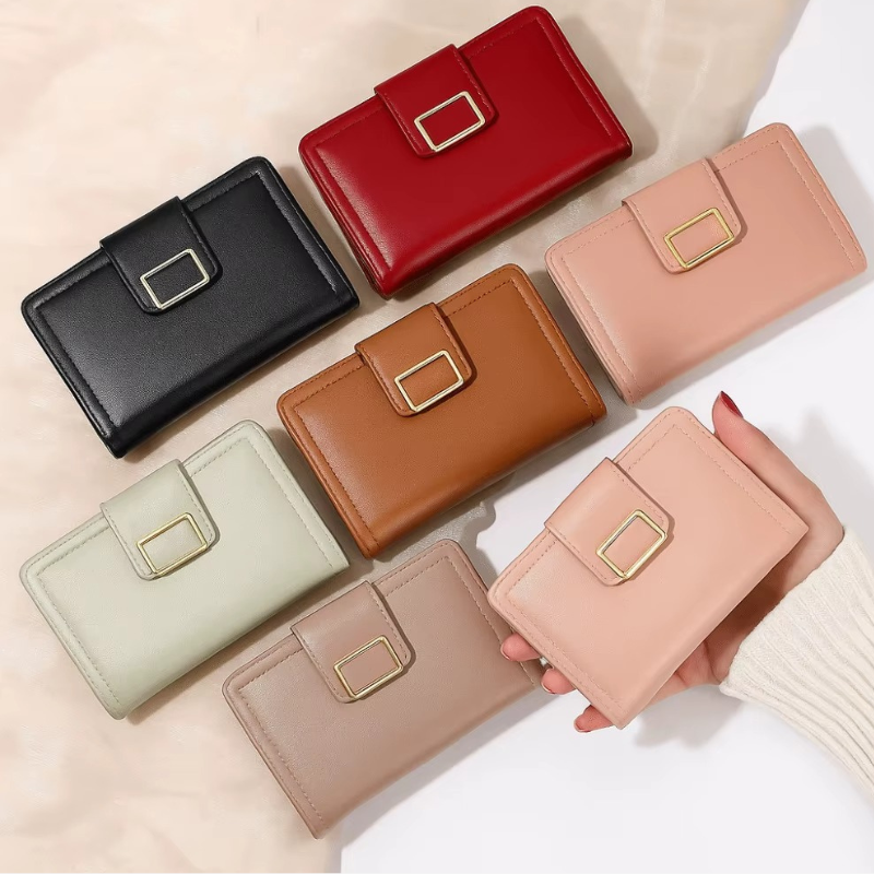 Sophia – Compact Wallet with Snap Closure & Zipper Pocket