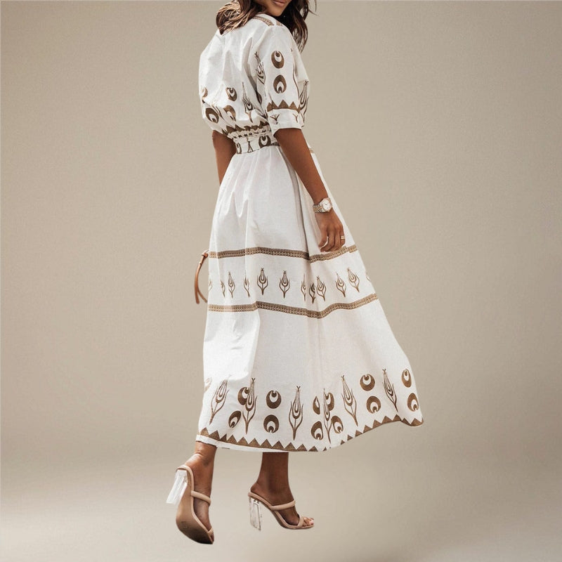 Women’s Midi Dress Long Sleeves Belted Waist