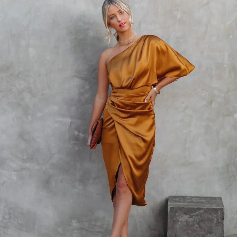 Women's One Shoulder Mini Dress Asymmetric