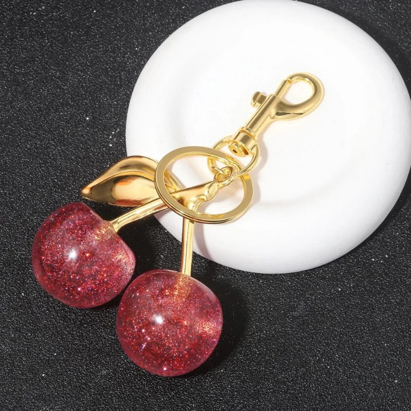 Cherry Pendant Metal Keychain