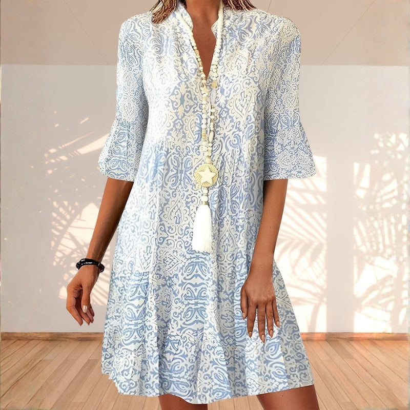 Women’s Mini Dress Flared Sleeves V Neck
