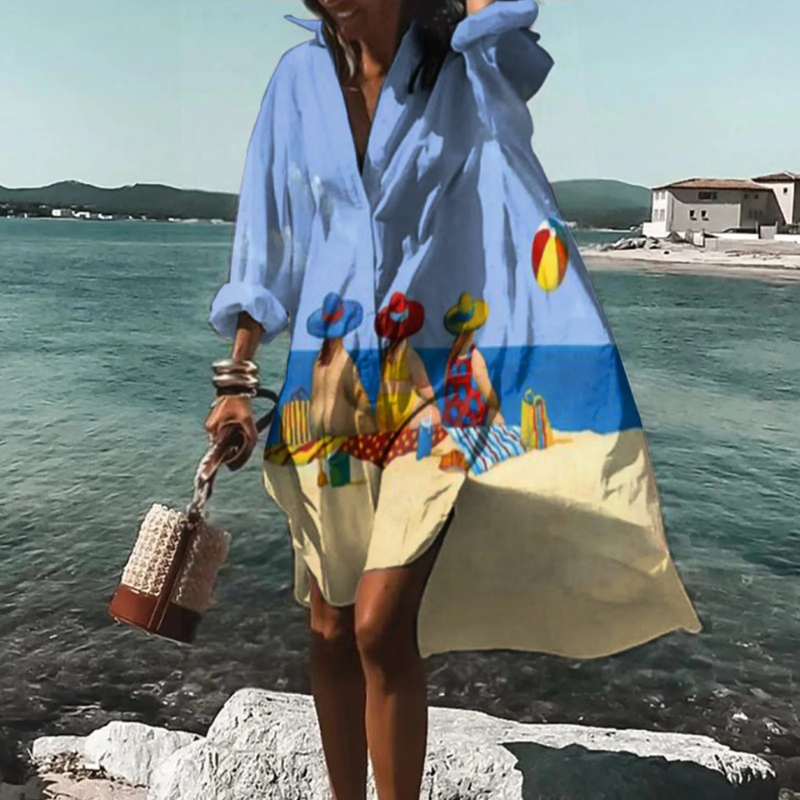 Women's Printed Dress with V-Neck