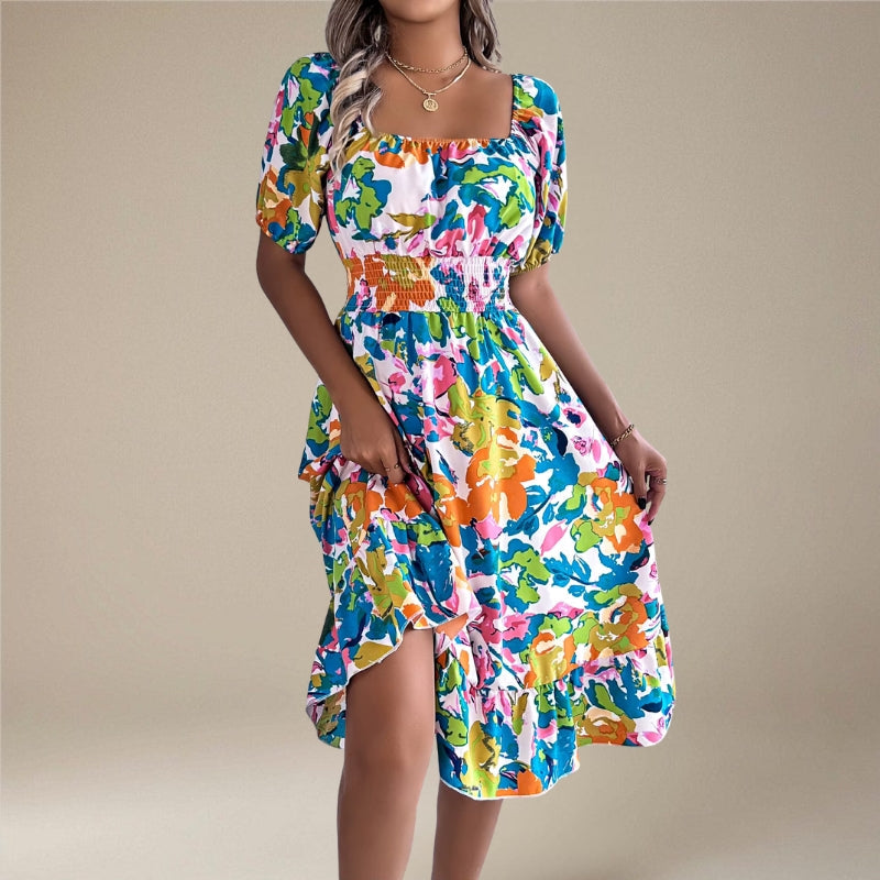 Women's Floral Off Shoulder Midi Dress