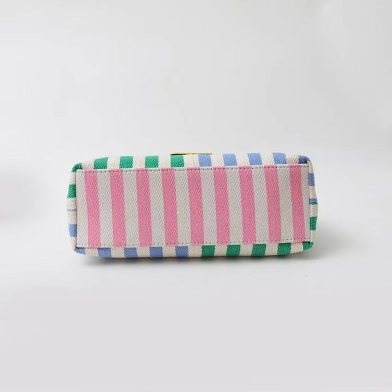 Olivia – Rainbow Striped Shoulder Bag with Adjustable Strap