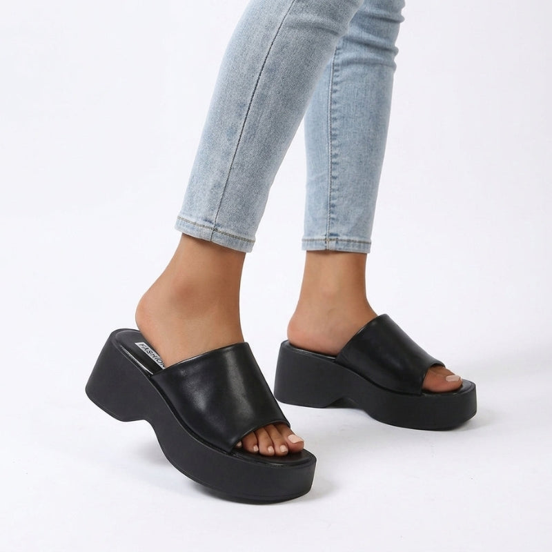 Women's Wedge Heel Sandals with Smooth Open Design