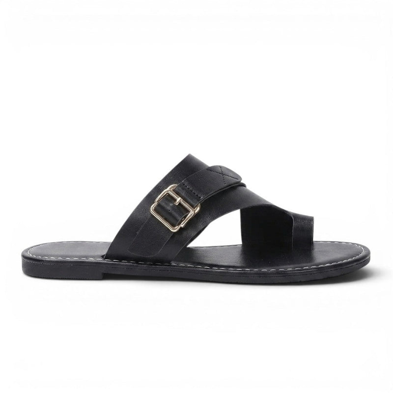 Women's Open Toe Flat Sandals with Buckle Strap