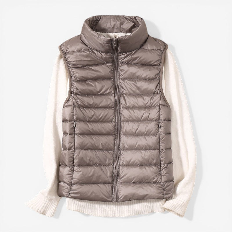 Women Sleeveless Vest With Zip Front