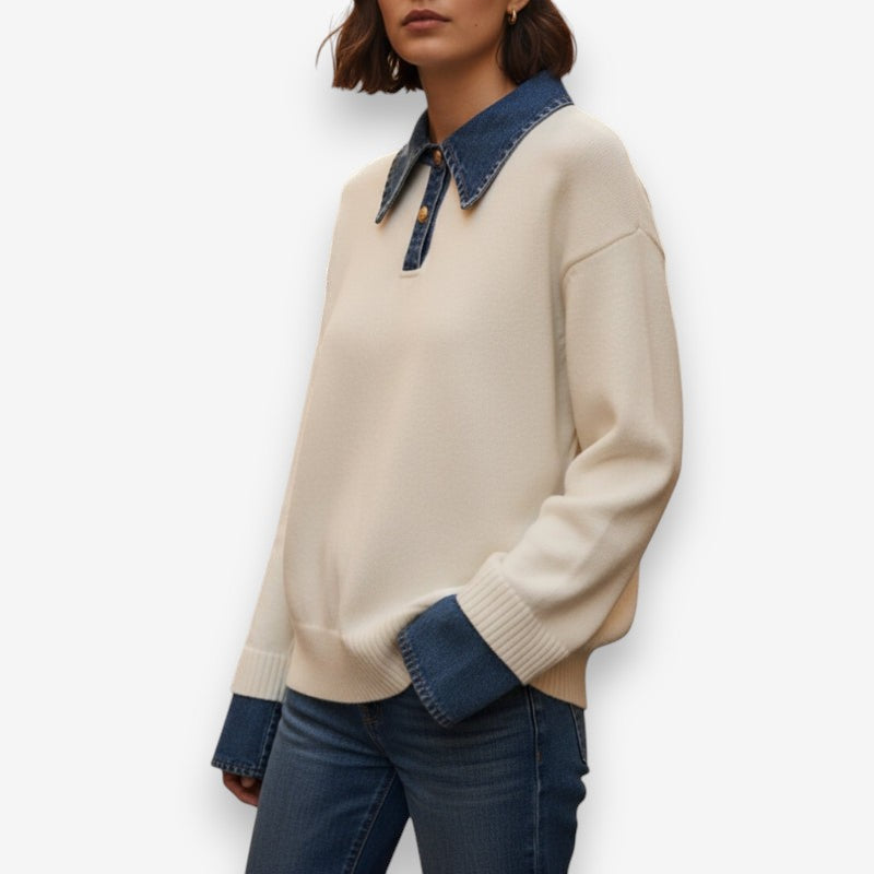 Clara – Long Sleeve Sweater with Button Closure