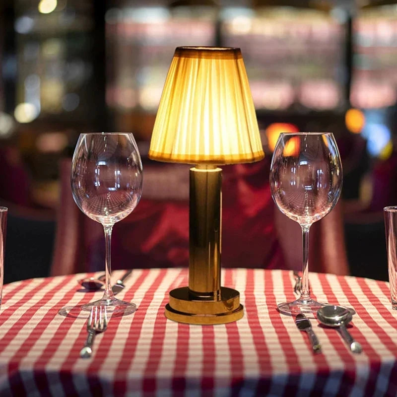 GlowRidge – LED Table Lamp with Round Ribbed Shade