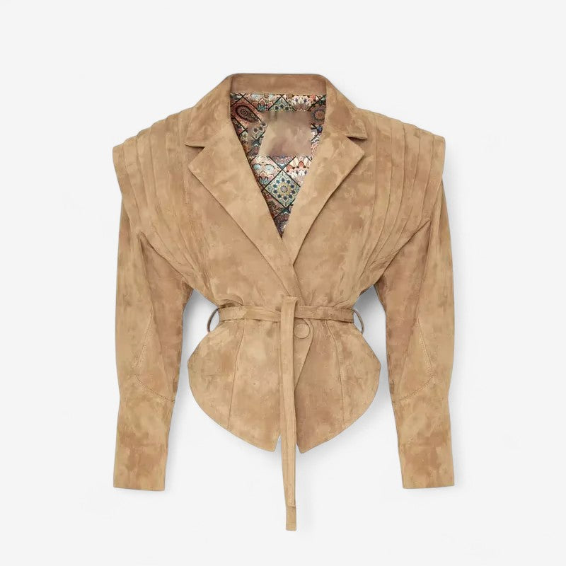 Charlotte – Long sleeve jacket with notched collar and adjustable belt