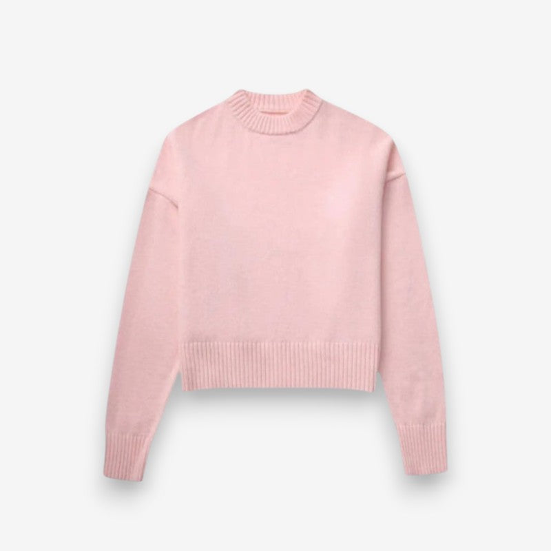 Mara – Round Neck Sweater with Long Sleeve and Ribbed Hem Design