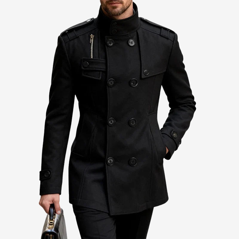 Felix – Long Sleeve Coat with Button Closure and Pocket