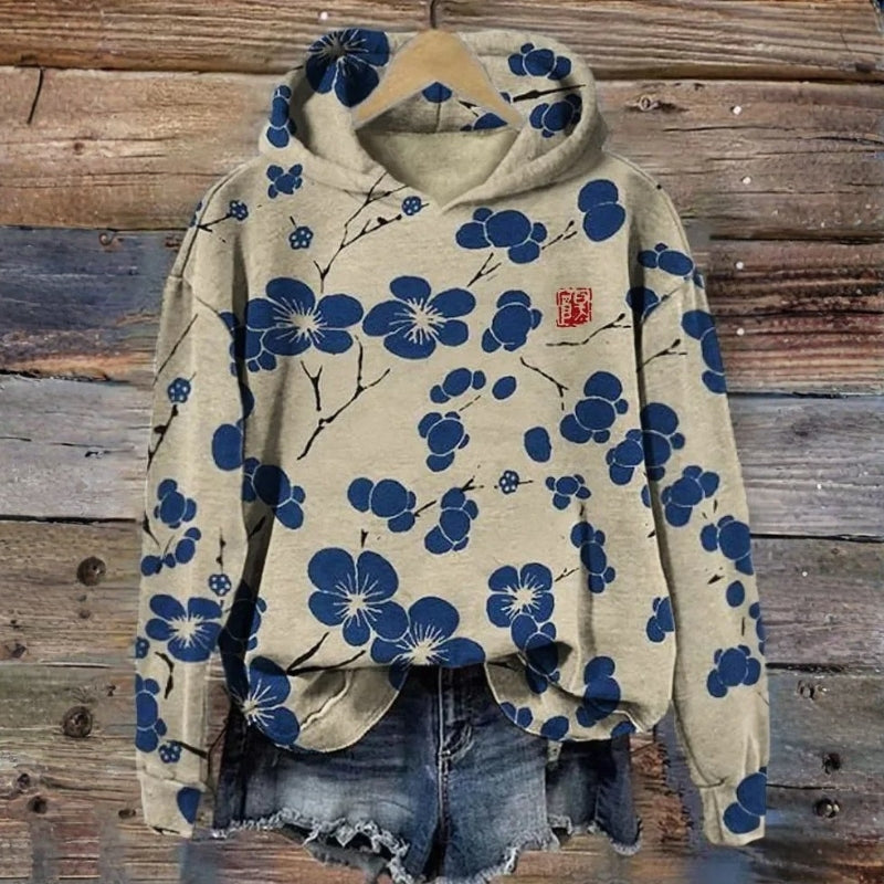 Flora – Long Sleeve Hoodie With Floral Print Design