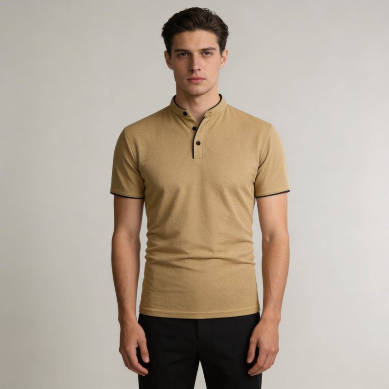 Men's Short Sleeve Stand Collar Polo Shirt