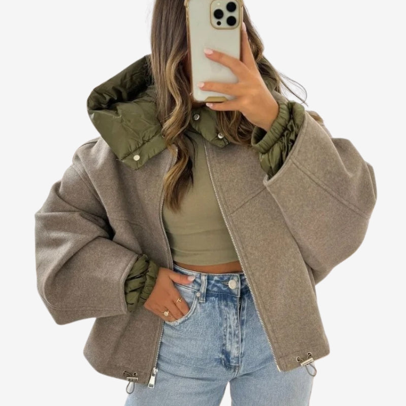 Lily – Long Sleeve Coat with Zipper Closure