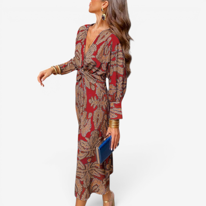 Elegant Women's Floral Long Sleeve Dress