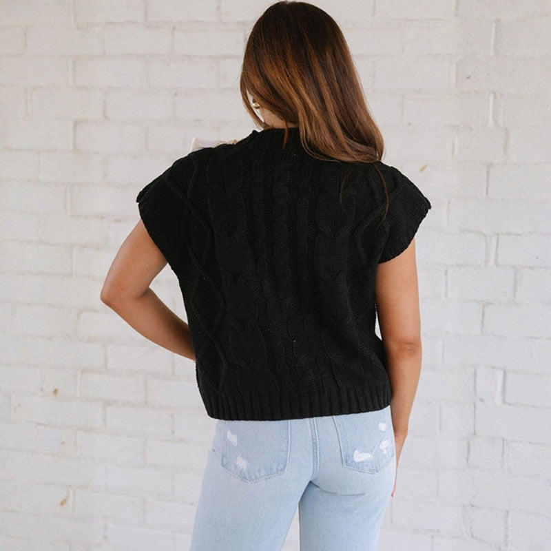 Sarah – Short Sleeve Knitted Sweater With Bow Design