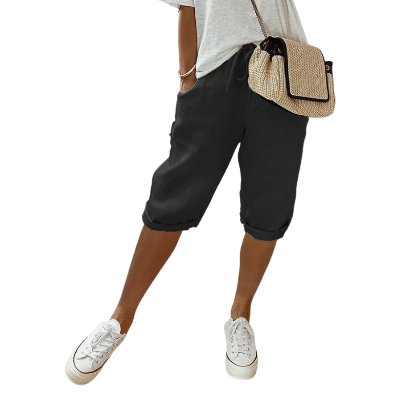 Rachel – Knielange shorts met trekkoord en zakken Velani