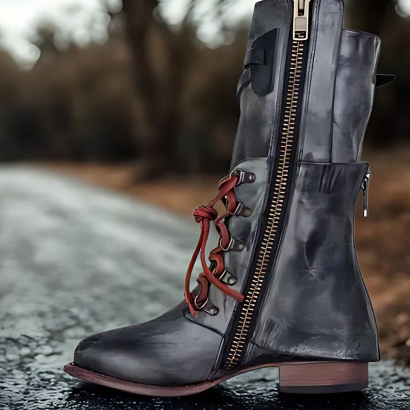 Sophia – Veterschoenen met lage hak en puntige neus Velani