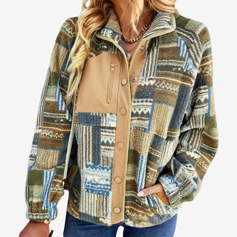 Ava – Long Sleeve Jacket With Zipper Pocket And Button Closure